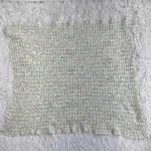 Handmade Pastel Pink,Blue,Yellow Axrylic Yarn Crocheted Baby Blanket Afghan